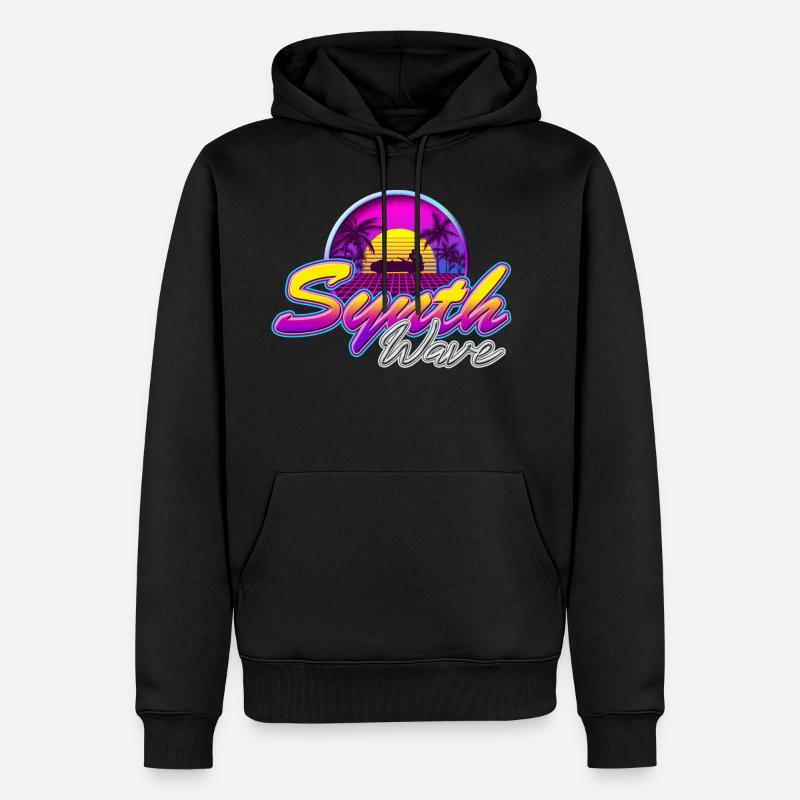 Synth-Wave Music Neon-Vibe Electrowave sunset - Sweat à capuche Premium bio Homme - noir