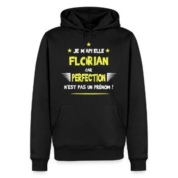 Florian cadeau humour et drôle - Sweat à capuche Premium bio Homme - noir - Devant - Nico (187cm)