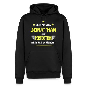 Jonathan cadeau humour et drôle - Sweat à capuche Premium bio Homme - noir - Devant - Nico (187cm)