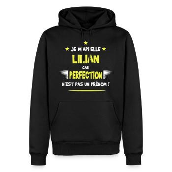 Lilian cadeau humour et drôle - Sweat à capuche Premium bio Homme - noir - Devant - Nico (187cm)
