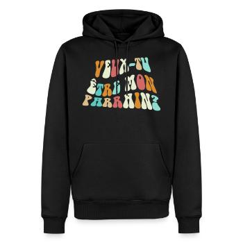 Veux tu être mon parrain - demande de parrain - Sweat à capuche Premium bio Homme - noir - Devant - Nico (187cm)