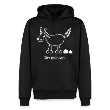 färt, feasts gschissn, funny horse design - Men’s Premium Organic Hoodie - black - Front - Nico (187cm)