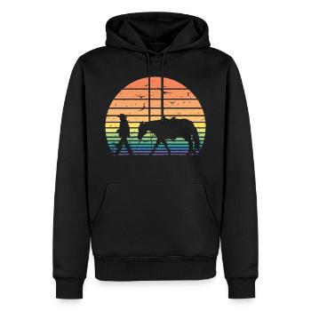 Retro Vintage Horseman Pferd Lover Reiter Geschenk - Männer Premium Bio Hoodie - Schwarz - Vorne - Nico (187cm)