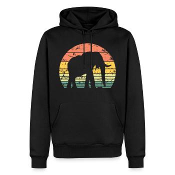 Éléphant Rétro Silhouette Faune Amoureux des éléphants - Sweat à capuche Premium bio Homme - noir - Devant - Nico (187cm)