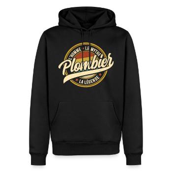 Homme Mythe Légende Plombier - Sweat à capuche Premium bio Homme - noir - Devant - Nico (187cm)