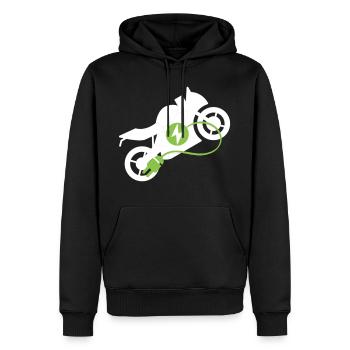  Elektrisches Motorrad Design - Männer Premium Bio Hoodie - Schwarz - Vorne - Nico (187cm)