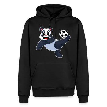 Panda Fußballspieler Fußball Sport - Männer Premium Bio Hoodie - Schwarz - Vorne - Nico (187cm)