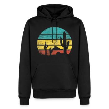 Retro Wüste Grafik Natur Kaktus - Männer Premium Bio Hoodie - Schwarz - Vorne - Nico (187cm)