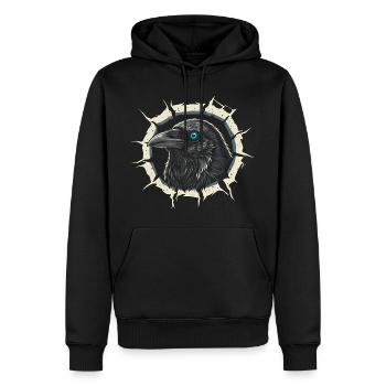 Corbeau gothique sortant de la fissure - Corbeau - Sweat à capuche Premium bio Homme - noir - Devant - Nico (187cm)