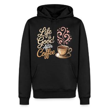Kaffee-Liebhaber Shirt mit Spruch für Morgenmuffel - Sweat à capuche Premium bio Homme - noir - Devant - Nico (187cm)