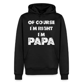 Papa, j’ai toujours raison - Sweat à capuche Premium bio Homme - noir - Devant - Nico (187cm)