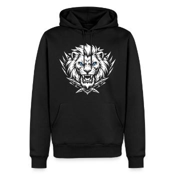 Lion Head Lion - Sweat à capuche Premium bio Homme - noir - Devant - Nico (187cm)