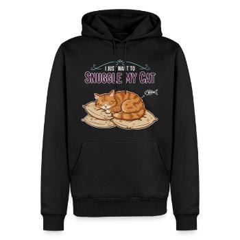 Red Cat Nap Humor Zitat: Kuschel meine Katze - Männer Premium Bio Hoodie - Schwarz - Vorne - Nico (187cm)