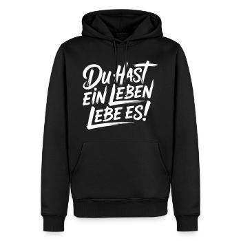 Du hast nur ein Leben – Lebe es - Männer Premium Bio Hoodie - Schwarz - Vorne - Nico (187cm)