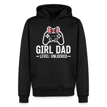 Futur papa et père biologique, fille biologique - Sweat à capuche Premium bio Homme - noir - Devant - Nico (187cm)