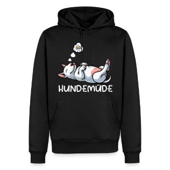 Hundemüde Miniatur Bullterrier Bully Bullterrier - Männer Premium Bio Hoodie - Schwarz - Vorne - Nico (187cm)