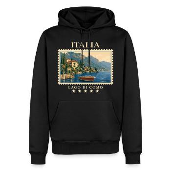 Italien Lago di Como Vintage Reisemarke - Männer Premium Bio Hoodie - Schwarz - Vorne - Nico (187cm)