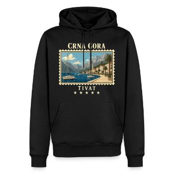 Montenegro Tivat Vintage Reisemarke - Männer Premium Bio Hoodie - Schwarz - Vorne - Nico (187cm)