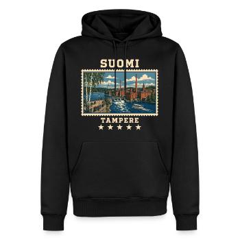 Finnland Tampere Vintage Reisemarke - Männer Premium Bio Hoodie - Schwarz - Vorne - Nico (187cm)