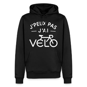 Vélo Humour Cadeau Passionné de Cyclisme - Sweat à capuche Premium bio Homme - noir - Devant - Nico (187cm)