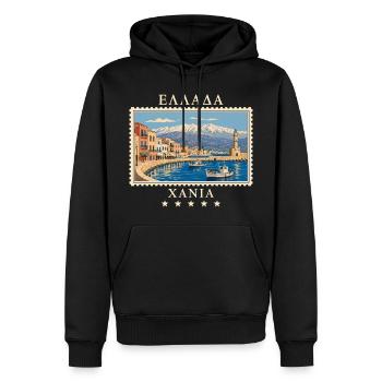 Griechenland Chania Vintage Reisemarke - Männer Premium Bio Hoodie - Schwarz - Vorne - Nico (187cm)
