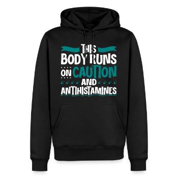 Körper mit Vorsicht - Antihistamin Power - Männer Premium Bio Hoodie - Schwarz - Vorne - Nico (187cm)