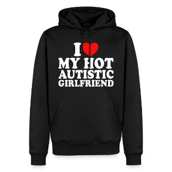 Adore Ma Copine J'aime Ma Petite Amie Autiste - Sweat à capuche Premium bio Homme - noir - Devant - Nico (187cm)