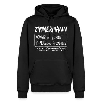 Der Zimmermann - Männer Premium Bio Hoodie - Schwarz - Vorne - Nico (187cm)