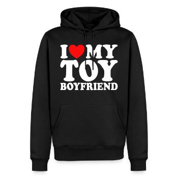 Adore Mon Copain Humour J'aime Mon Petit Ami - Sweat à capuche Premium bio Homme - noir - Devant - Nico (187cm)
