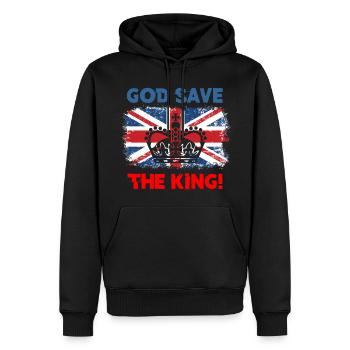 God save the King - Männer Premium Bio Hoodie - Schwarz - Vorne - Nico (187cm)