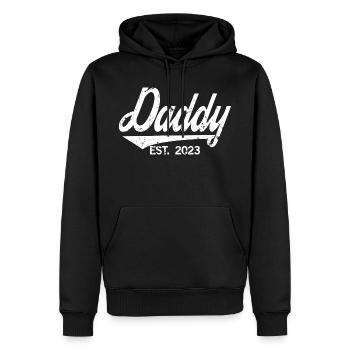 Papa est. 2023, Papa en devenir, annonce de grossesse - Sweat à capuche Premium bio Homme - noir - Devant - Nico (187cm)