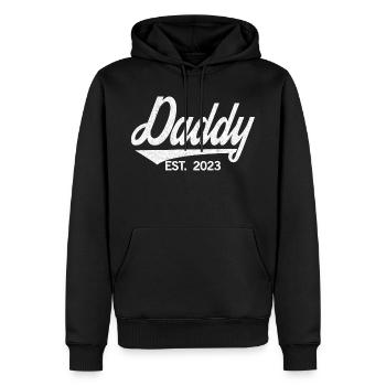 Papa est. 2023, Papa en devenir, annonce de grossesse - Sweat à capuche Premium bio Homme - noir - Devant - Nico (187cm)