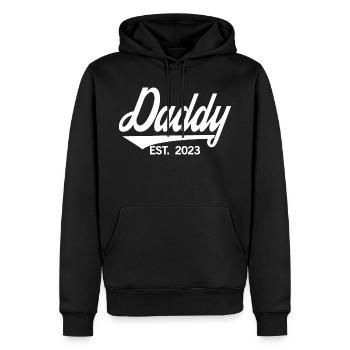 Papa est. 2023, Papa en devenir, annonce de grossesse - Sweat à capuche Premium bio Homme - noir - Devant - Nico (187cm)