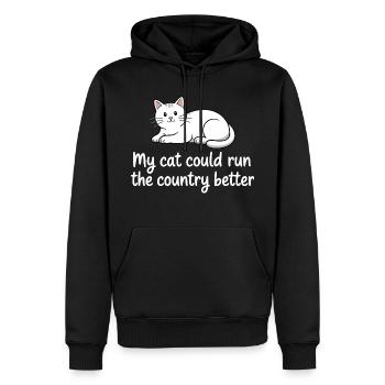 Meine Katze würde das Land besser regieren - Männer Premium Bio Hoodie - Schwarz - Vorne - Nico (187cm)