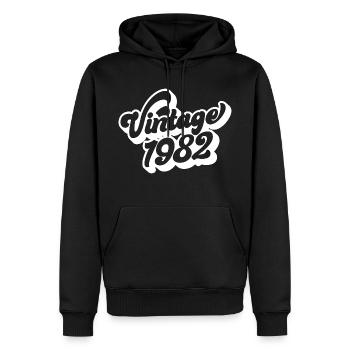 Millésime 1982, 40 ans, cadeau de 40e anniversaire - Sweat à capuche Premium bio Homme - noir - Devant - Nico (187cm)