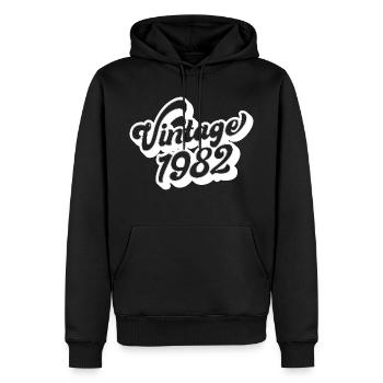 Millésime 1982, 40 ans, cadeau de 40e anniversaire - Sweat à capuche Premium bio Homme - noir - Devant - Nico (187cm)