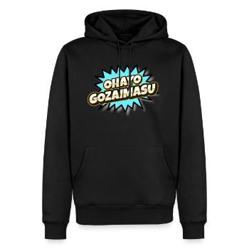 Ohayo Gozaimasu - Männer Premium Bio Hoodie - Schwarz - Vorne - Nico (187cm)