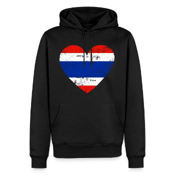 Thaïlande Flag Heart - Sweat à capuche Premium bio Homme - noir - Devant - Nico (187cm)