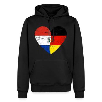 Paraguay Germany Flag Heart - Men’s Premium Organic Hoodie - black - Front - Nico (187cm)