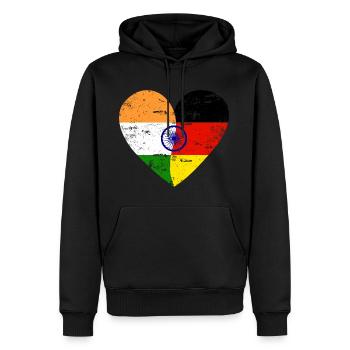 Inde Allemagne Flag Heart - Sweat à capuche Premium bio Homme - noir - Devant - Nico (187cm)
