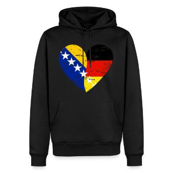 Bosnia and Germany Flag Heart - Men’s Premium Organic Hoodie - black - Front - Nico (187cm)