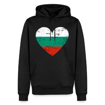 Bulgaria Flag Heart - Men’s Premium Organic Hoodie - black - Front - Nico (187cm)