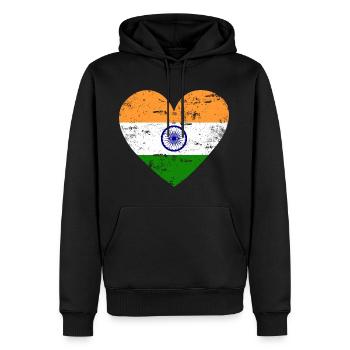 Indien Flaggenherz - Männer Premium Bio Hoodie - Schwarz - Vorne - Nico (187cm)