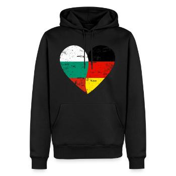 Bulgaria Germany Flag Heart - Men’s Premium Organic Hoodie - black - Front - Nico (187cm)