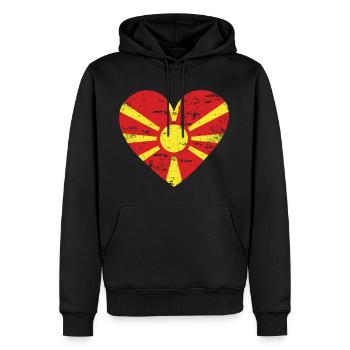 La Macédoine du Nord un cœur de drapeau - Sweat à capuche Premium bio Homme - noir - Devant - Nico (187cm)