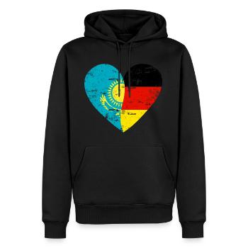 Kazakhstan Allemagne Drapeau Cœur - Sweat à capuche Premium bio Homme - noir - Devant - Nico (187cm)