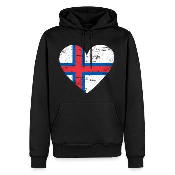 Färöer Inseln Flaggenherz - Männer Premium Bio Hoodie - Schwarz - Vorne - Nico (187cm)