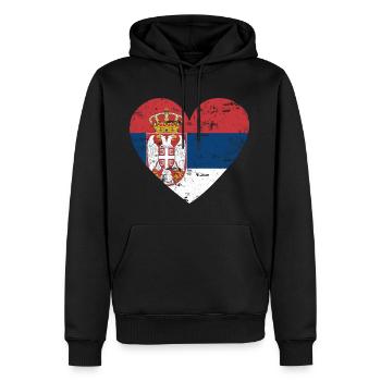 Serbie Drapeau Cœur - Sweat à capuche Premium bio Homme - noir - Devant - Nico (187cm)