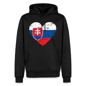 Slovakia Flag Heart - Men’s Premium Organic Hoodie - black - Front - Nico (187cm)