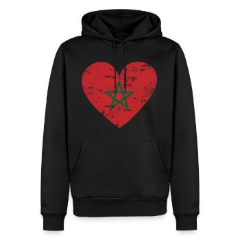 Morocco Flag Heart - Men’s Premium Organic Hoodie - black - Front - Nico (187cm)